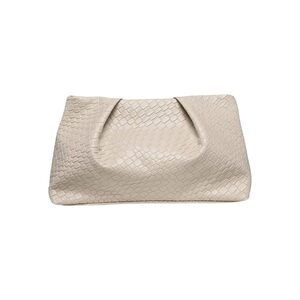 Beige Vintage Faux Leather Square Clutch with Magnetic Closure
